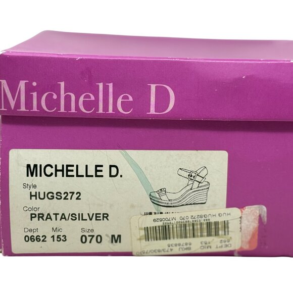 Michelle‎ D Silver Buckle Hugs Strappy Wedge Espadrille Sandals Size 7M - Picture 12 of 12